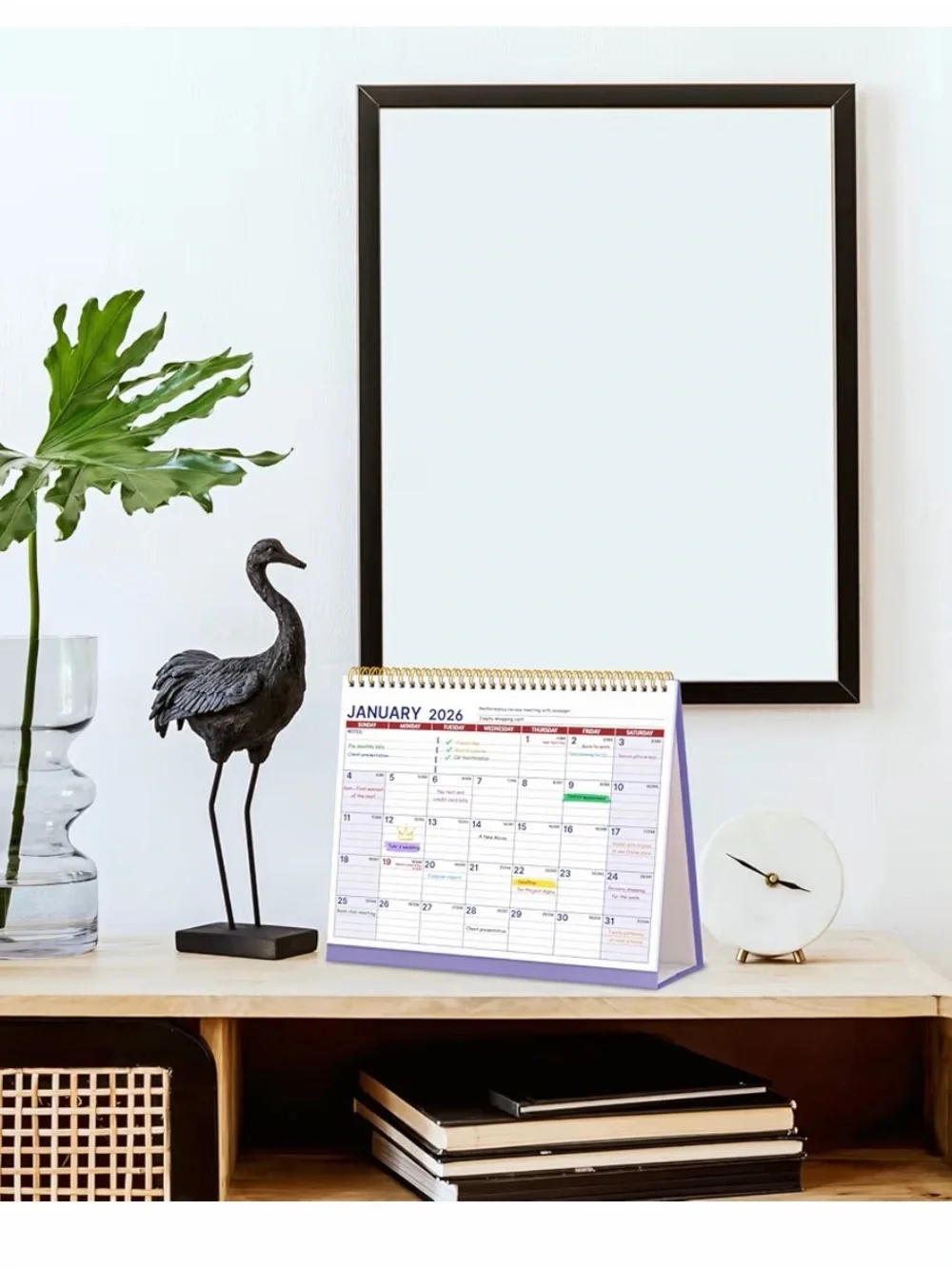 Undated Purple Desk Calendar Wall Planner - Home Office